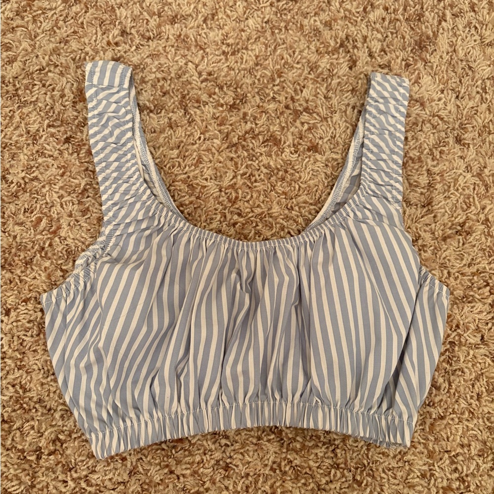 Urban Outfitters Blue and White Striped Crop Top